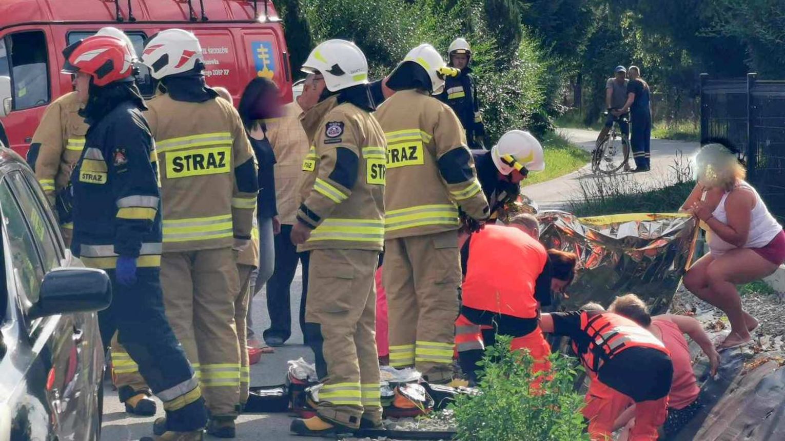 Przybówka Dziecko potrącone przez samochód Śmigłowiec LPR w akcji