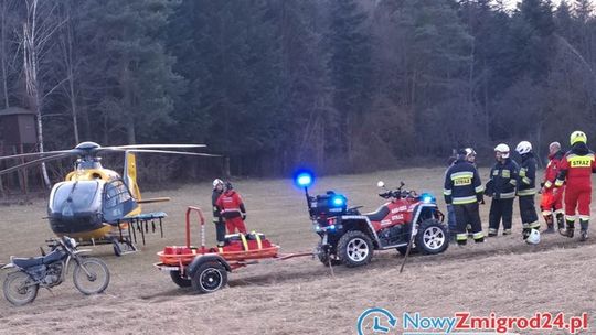 Akcja ratunkowa na czerwonym szlaku w Kątach. Kobieta przetransportowana śmigłowcem do Krosna
