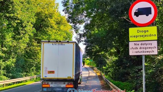 Awaria drogi wojewódzkiej 992 w Zarzeczu. Nieprzejezdna dla pojazdów TIR na odcinku Jasło – Nowy Żmigród, objazd przez Krosno