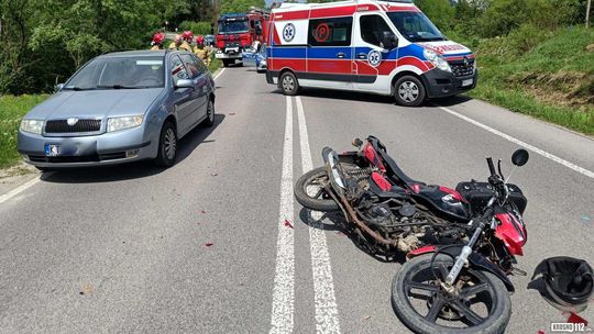 Daliowa. Wypadek z udziałem motocyklisty