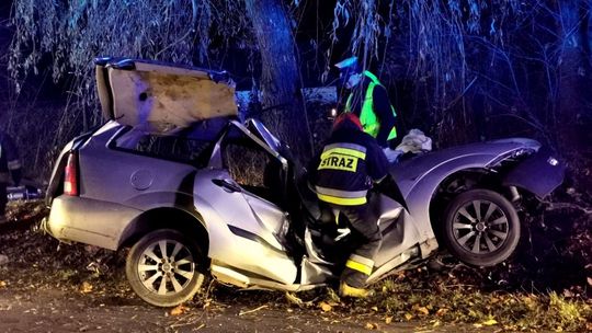 Ford "owinął się" o drzewo. 18-latek był zakleszczony w pojeździe