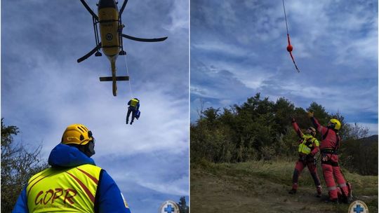 Goprowcy ćwiczą techniki linowe z pokładu śmigłowca LPR Ratownik10