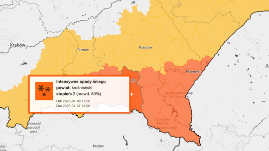 Intensywne opady śniegu na Podkarpaciu. IMGW wydał ostrzeżenia I i II stopnia