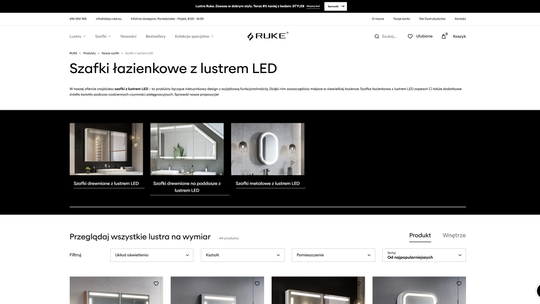 Szafki z lustrem do łazienki - Sklep Ruke
