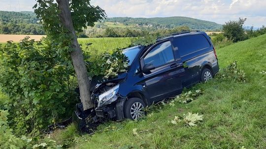 Kierująca straciła panowanie nad pojazdem i uderzyła w drzewo.