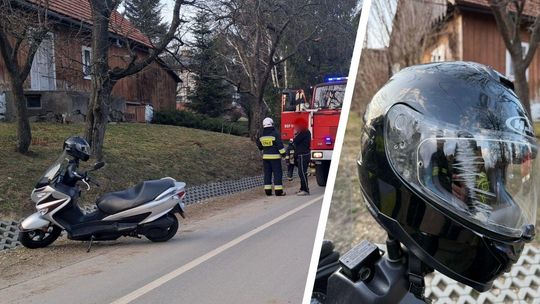 Kierujący jednośladem upadł na jezdnię, by nie zderzyć się z psem