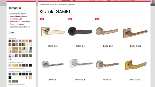 Klamki drzwiowe Gamet