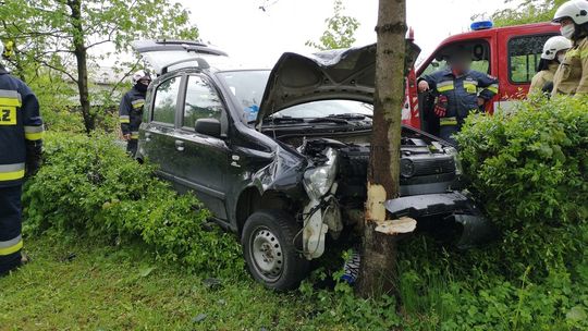 KLIMKÓWKA: Kierowca stracił panowanie nad pojazdem i wjechał w żywopłot