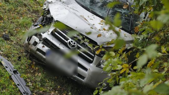 KROŚCIENKO WYŻNE: Kierowca Toyoty zjechał do rowu na DK19
