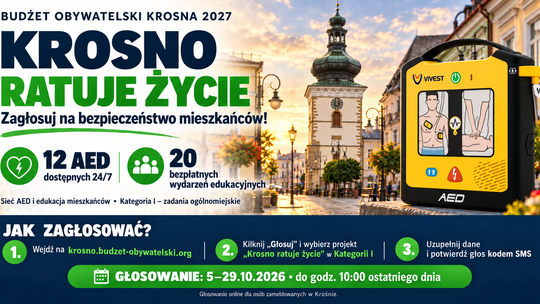 Budżet Obywatelski Krosna: 12 ogólnodostępnych AED i 20 darmowych szkoleń