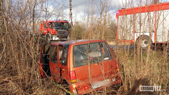 Krosno: Swoją jazdę zakończyła w krzakach