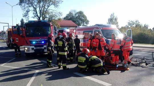 KROSNO: Zderzenie motocyklisty i rowerzysty na DK28