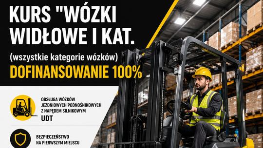 Kurs Operator Wózków widłowych I KATEGORII (wszystkie typy wózków). Kurs z egzaminem państwowym UDT