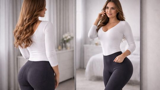 kobieta w dopasowanej bluzce i modelujących legginsach push-up