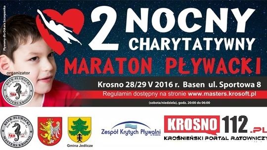 Nocny Charytatywny Maraton Pływacki dla chorego 7-letniego Oskara