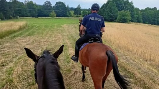 Policyjne patrole konne w gminie Korczyna. Mundurowi zatrzymali dwóch motocyklistów