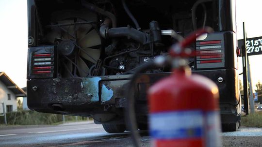 Pożar autobusu w Woli Komborskiej