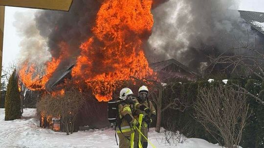 Pożar budynku gospodarczego w Odrzykoniu Pożar budynku gospodarczego w Odrzykoniu