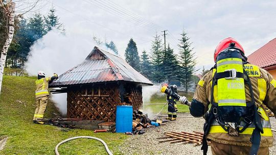 Pożar drewutni w Iwoniczu