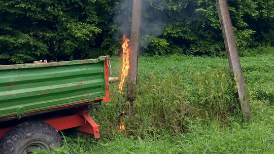 Pożar instalacji elektrycznej w Korczynie [WIDEO]
