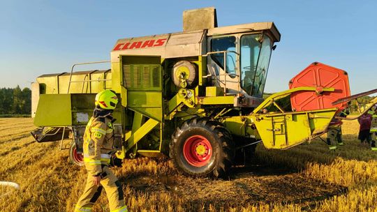Pożar kombajnu zbożowego w Rymanowie