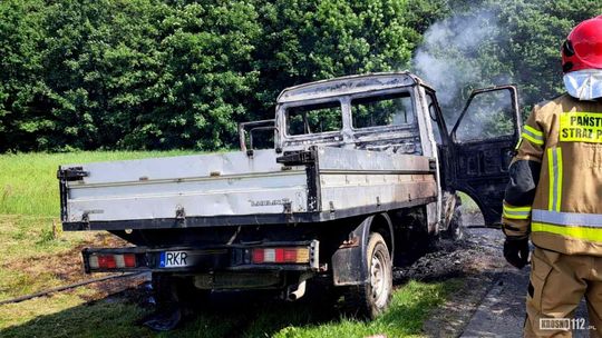 Pożar samochodu dostawczego w Klimkówce