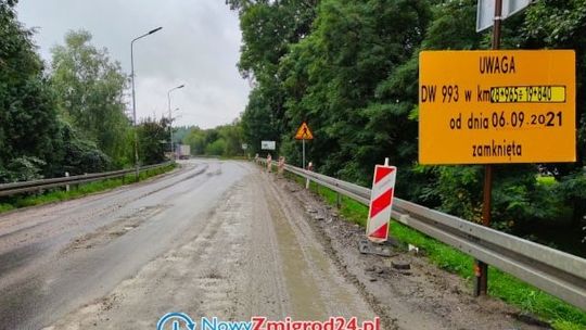 ? Przedłuża się zamknięcie DW993 na odcinku Pielgrzymka - Nowy Żmigród