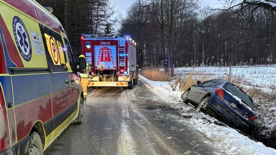 Samochód w rowie, jedna osoba ranna