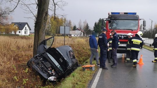 Samochód wpadł w poślizg. Interweniowały służby ratunkowe