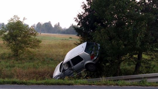 Stracił panowanie nad Golfem. Zatrzymał się na drzewie