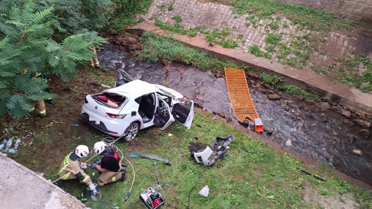 Tragiczny wypadek na Podkarpaciu. Samochód wpadł do koryta rzeki, 53-latek nie żyje