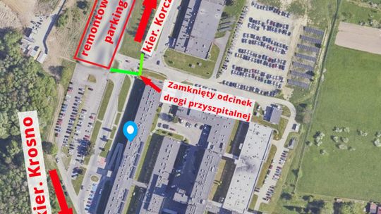 Uwaga kierowcy. Odcinek drogi przy krośnieńskim szpitalu będzie zamknięty