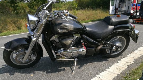 W motocyklistę uderzyło zwierzę. Wypadek na DW993