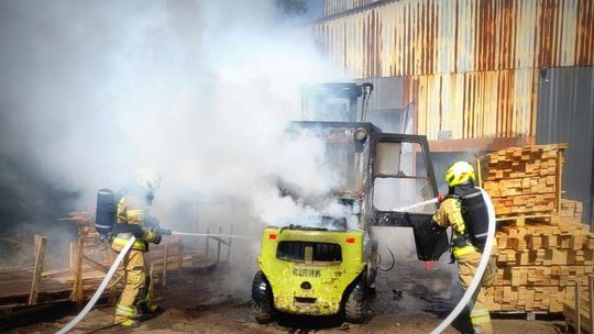 ? Wróblik Szlachecki. Pożar wózka widłowego na terenie tartaku