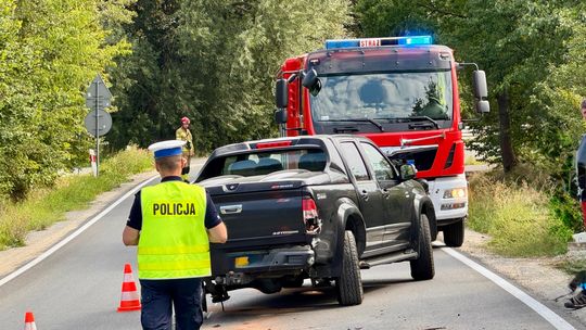 Zderzenie samochodów na serpentynach w Korczynie