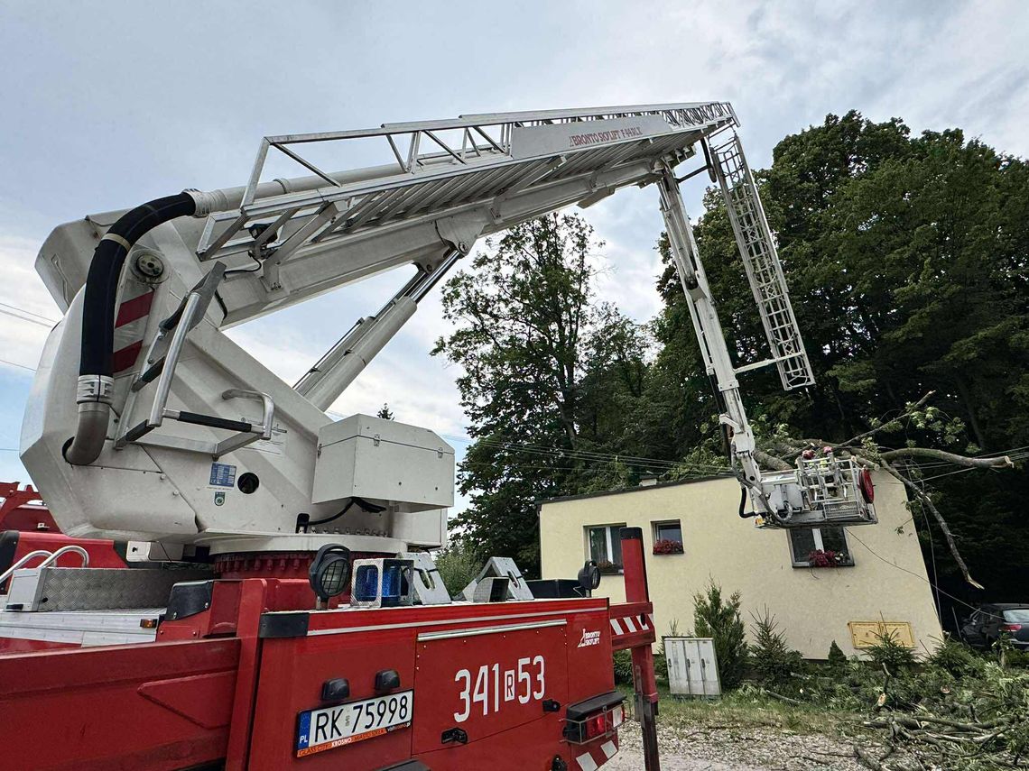 Bratkówka. Drzewo spadło na budynek mieszkalny Bratkówka. Drzewo spadło na budynek mieszkalny
