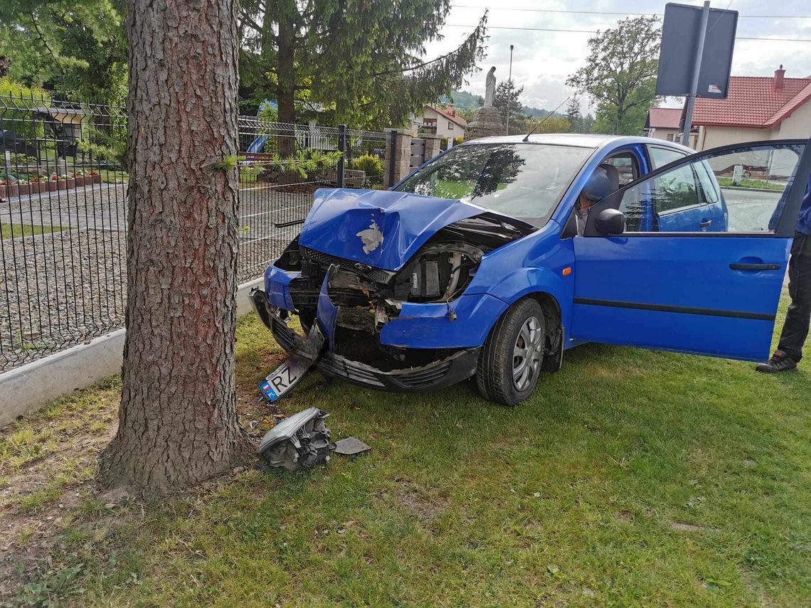 Cergowa. Fordem wjechał w drzewo [AKTUALIZACJA]