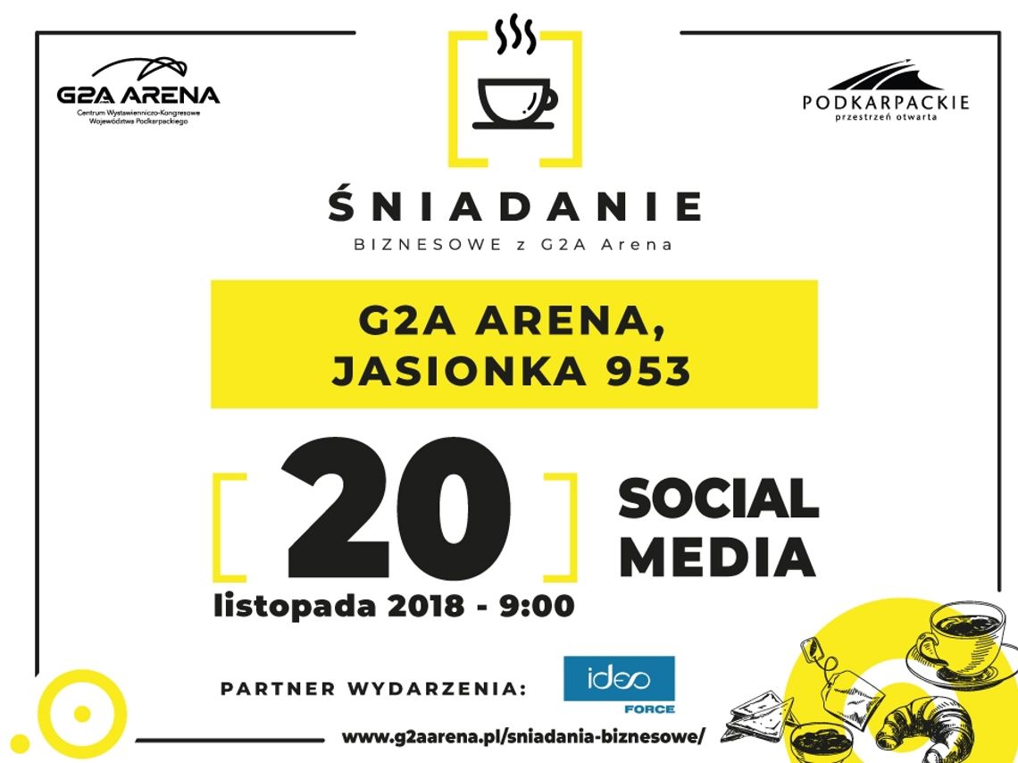 Czy siłą marki są social media? VII edycja Śniadań Biznesowych z G2A Arena już w listopadzie!