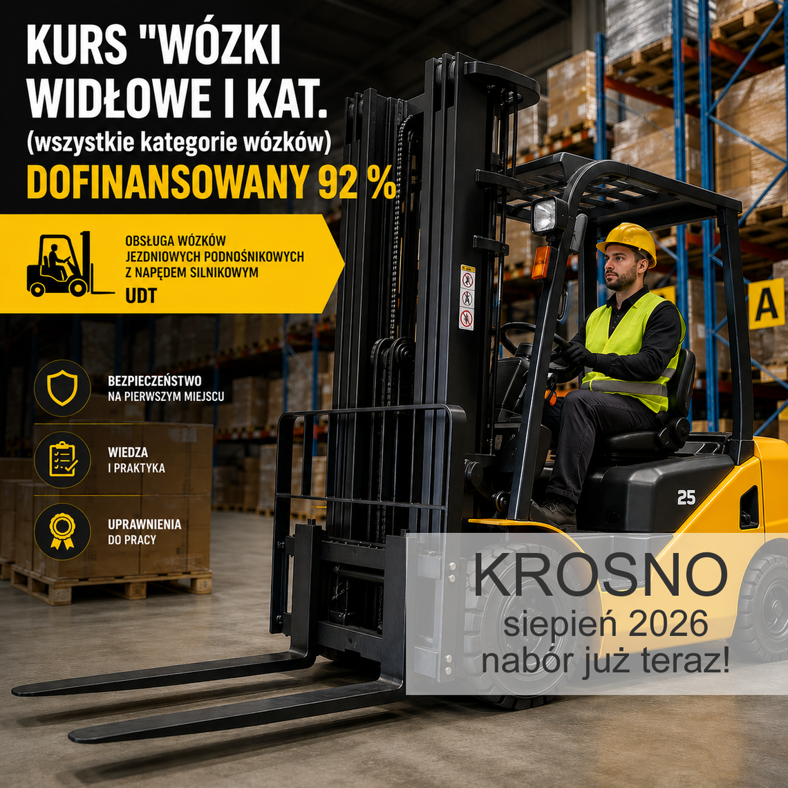 Dofinansowany kurs na wózki podnośnikowe. Nawet 92 proc. wsparcia dla uczestników