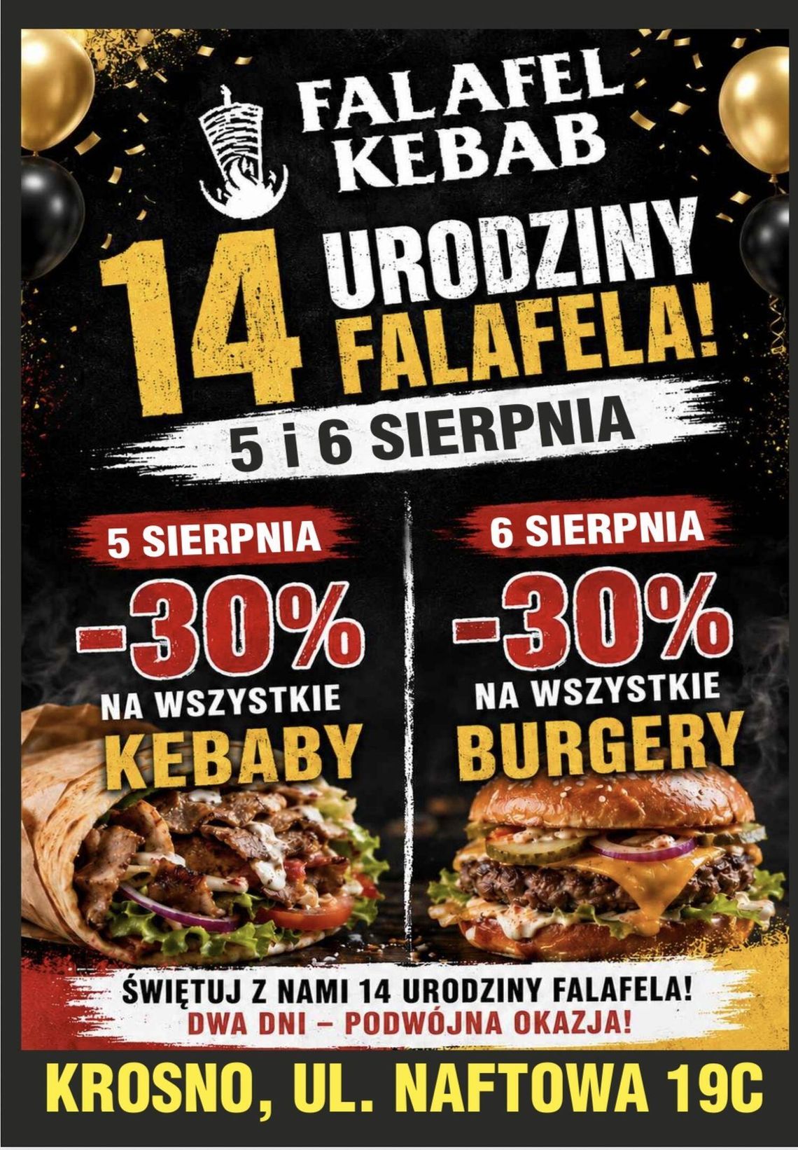 Falafel Kebab w Krośnie świętuje 14. urodziny. Dwa dni promocji dla klientów Falafel Kebab w Krośnie świętuje 14. urodziny. Dwa dni promocji dla klientów