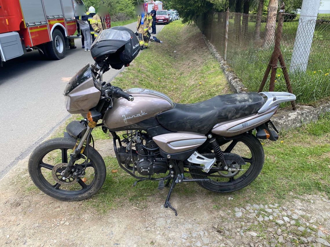 Haczów. Poważny wypadek motocyklisty