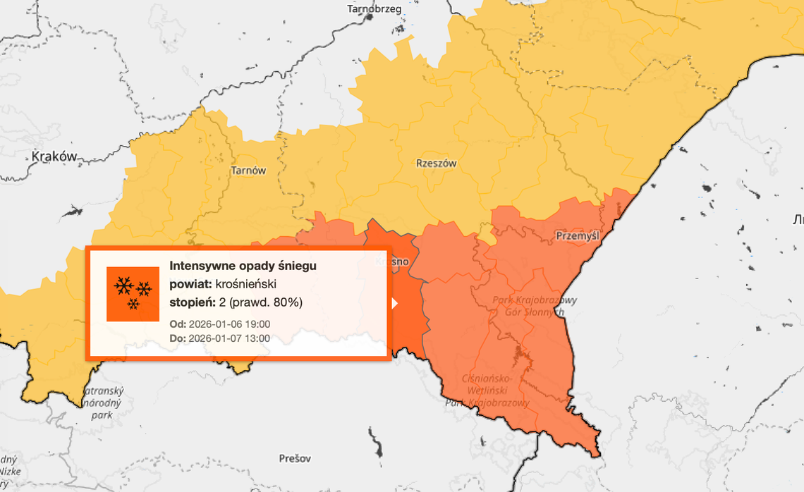 Intensywne opady śniegu na Podkarpaciu. IMGW wydał ostrzeżenia I i II stopnia Intensywne opady śniegu na Podkarpaciu. IMGW wydał ostrzeżenia I i II stopnia
