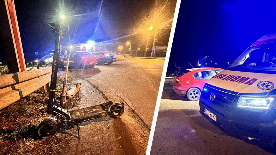 Jedlicze. 18-latek hulajnogą wjechał w samochód Jedlicze. 18-latek hulajnogą wjechał w samochód