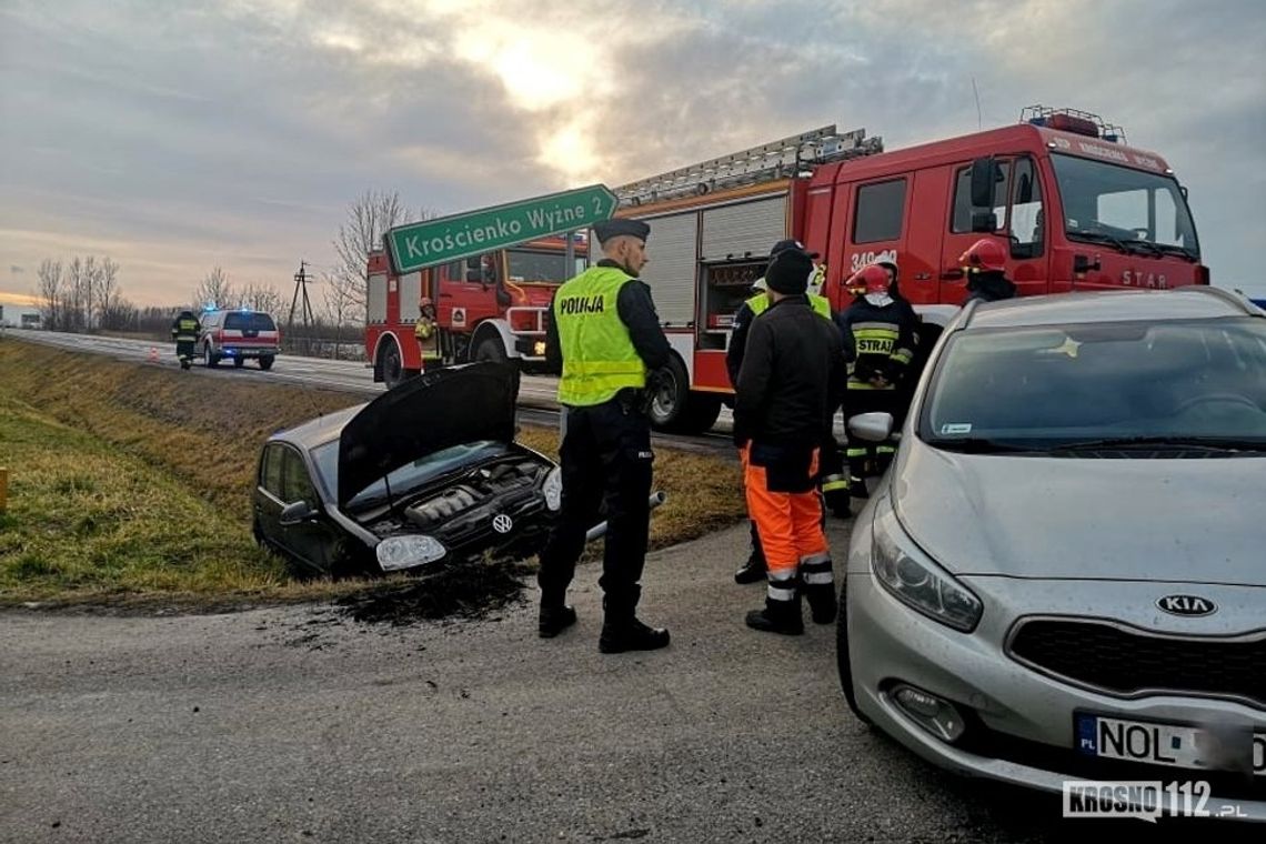 Kierowca volkswagena wjechał w mostek na DK19 w Krościenku Wyżnym