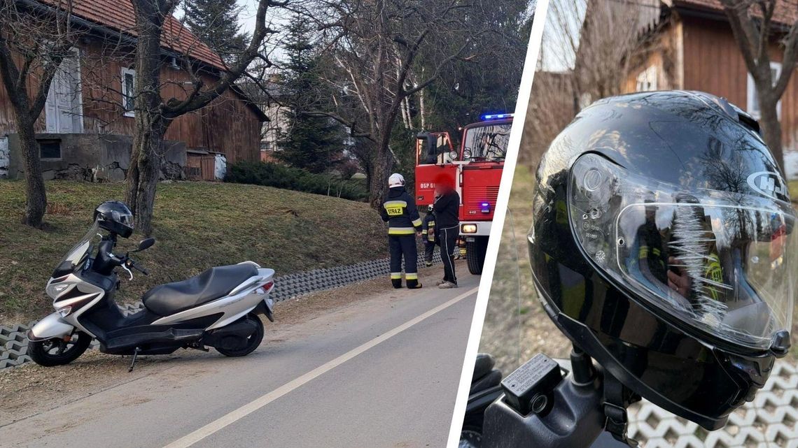 Kierujący jednośladem upadł na jezdnię, by nie zderzyć się z psem