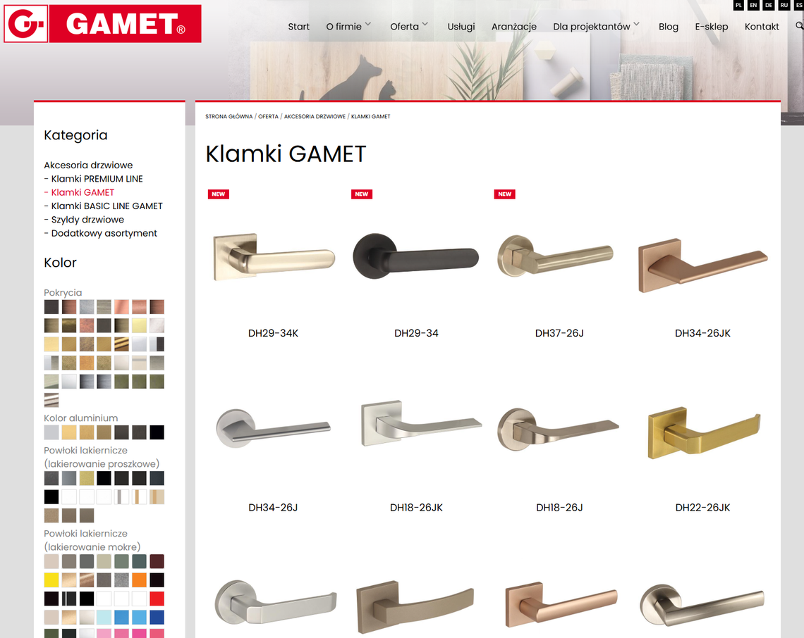 Klamki drzwiowe Gamet
