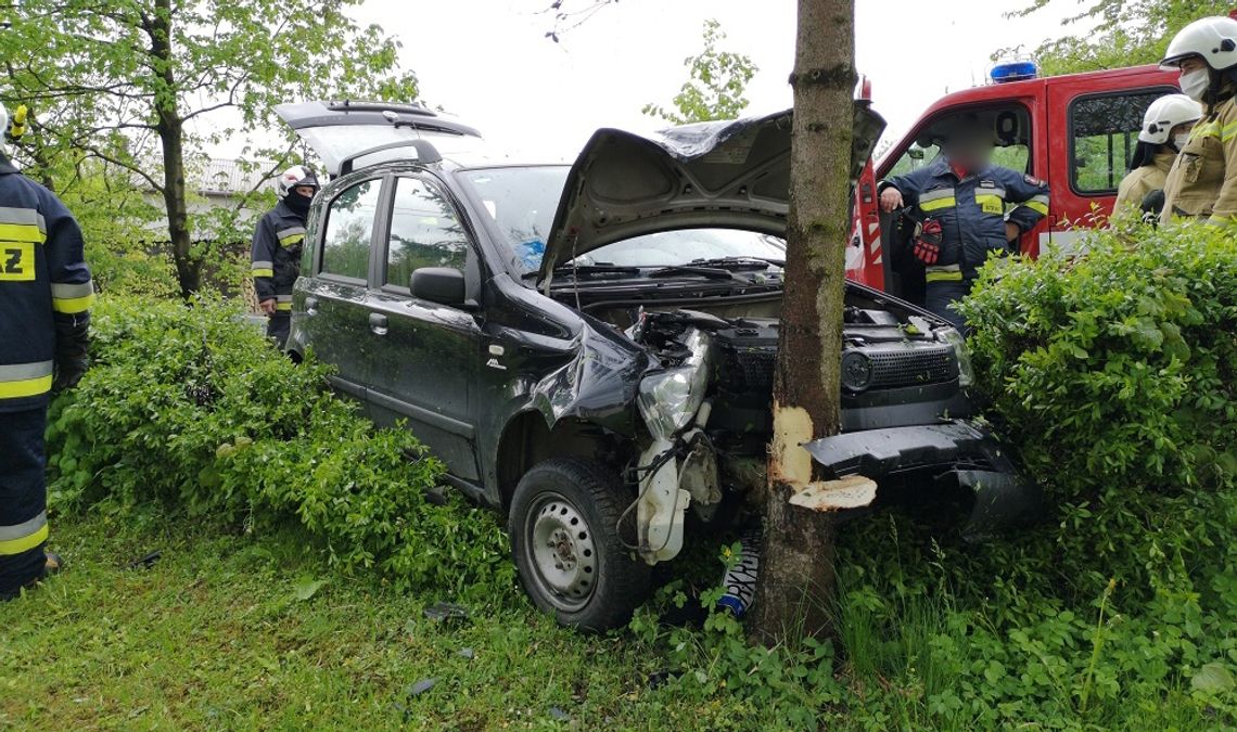 KLIMKÓWKA: Kierowca stracił panowanie nad pojazdem i wjechał w żywopłot