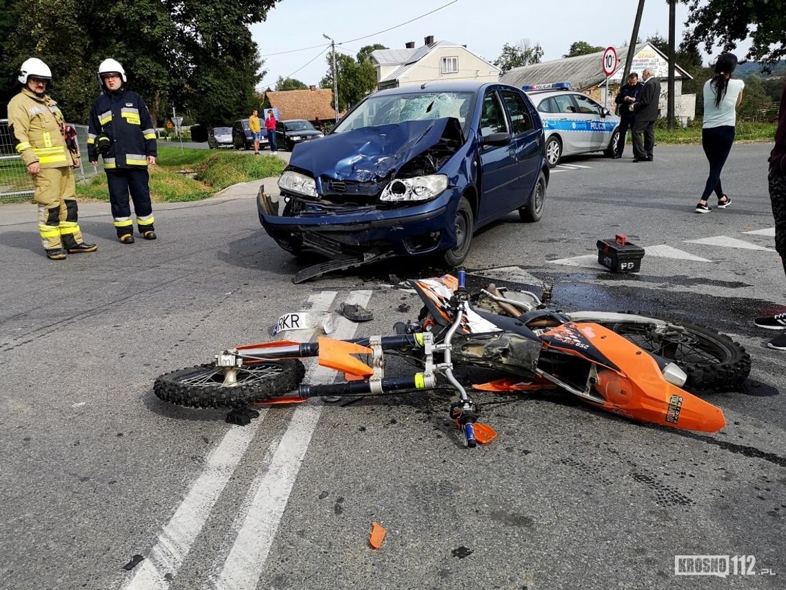 Kolejny wypadek na skrzyżowaniu w Bziance. Ranny motocyklista