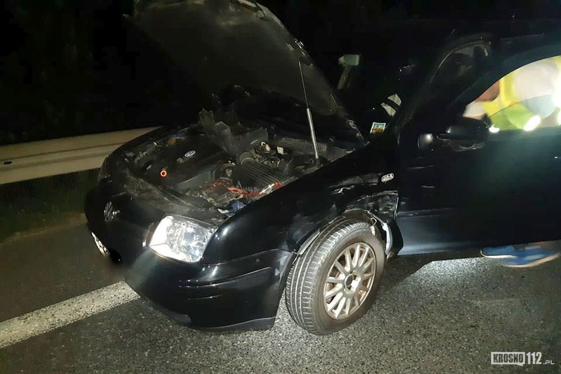 Kolizja volkswagena i hondy w Zboiskach na DK19