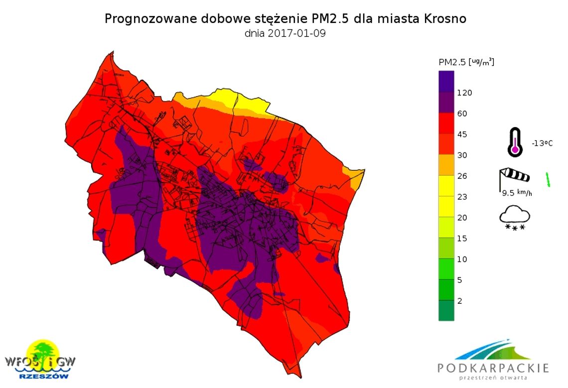 KROSNO: Silny mróz i zła jakość powietrza